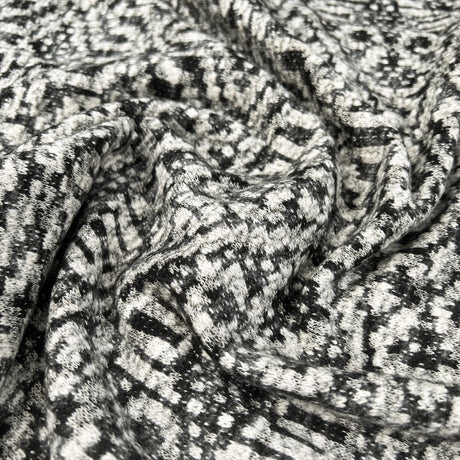Double Agent Cotton Polyester Black Grey Sepia Abstract Knitted Fabric