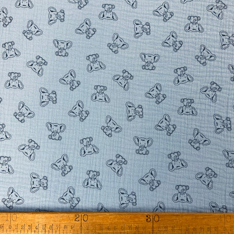 Double Gauze Blue Elephant Pattern Fabric Ruler