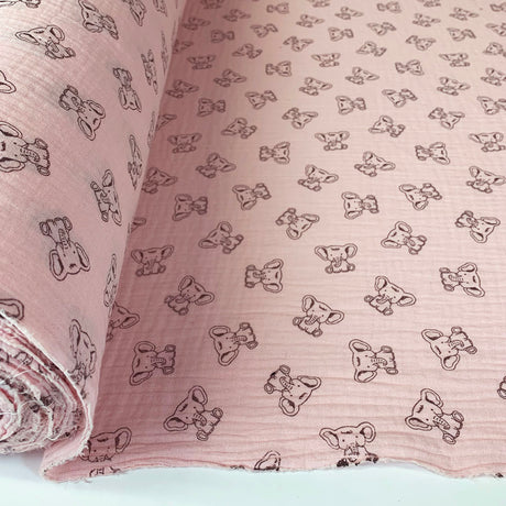 Double Gauze Elephants Pink Roll