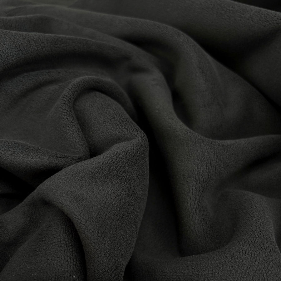 Polyester Spandex Fabric | Double Sided Stretch Fleece - Black
