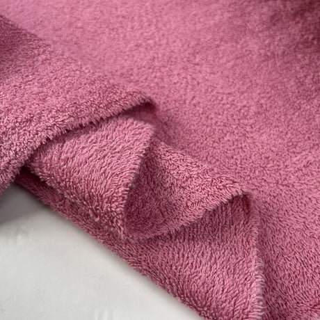 Double Sided Terry Towelling Pink Cotton Fabric Fold
