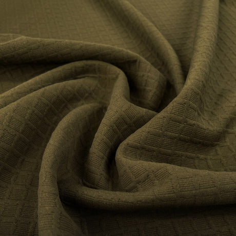 Double Trouble Jacquard Jersey Olive Jumper Knit Diamond Stretch Polyester Elastane Fabric