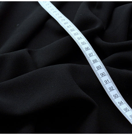 Drat Drat And Double Drat Heavy Black Black Polyester Double Crepe Dress Fabric Cu