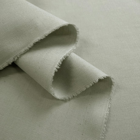 Dusty Plain Cotton Linen Beige Sage Shirting Fabric Woven In France Fold