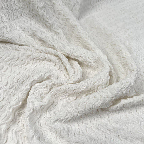 Ebb Tide Jersey Cream Jacquard Polyester Nylon Stretch Textured Wrinkle Finish Fabric Cu1