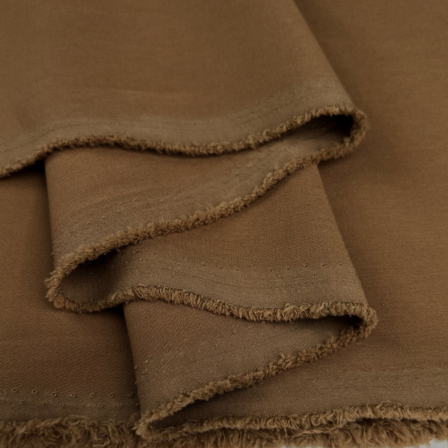 Elona Camel Polyester Spandex Two Way Stretch Suiting Fabric Fold