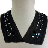 Embellished Sequin Mesh Collar - Black