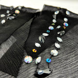 Embellished Sequin Mesh Collar - Black