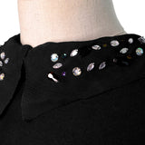 Embellished Sequin Mesh Collar - Black
