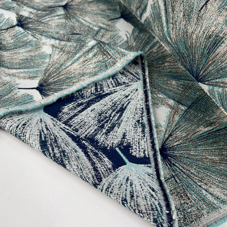 Ember Brocade Mint Floral Jacquard Polyester Metallic Turquoise Navy Grey Gold Dress Fabric Fold