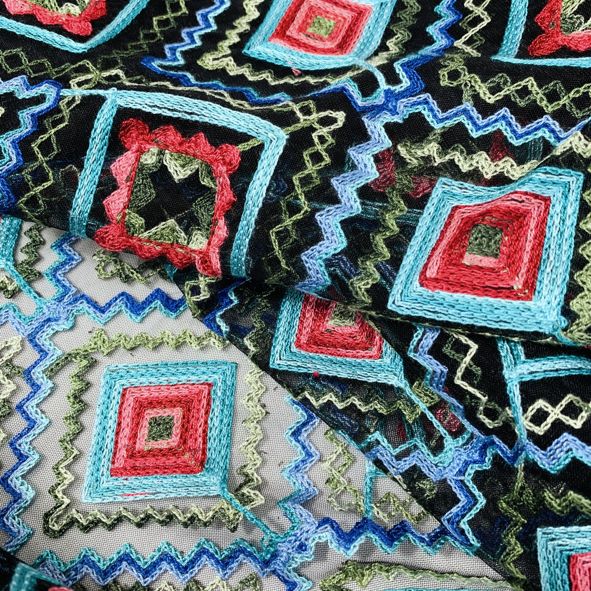 Embroidered Net - Geo