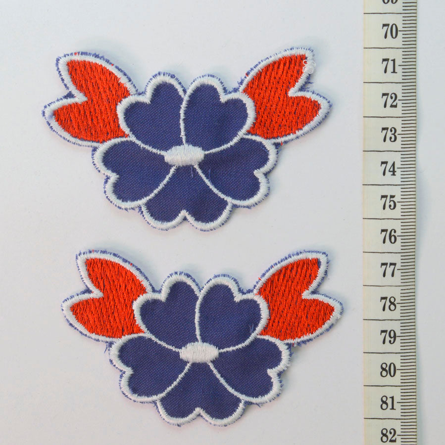 Embroidered Patch - Large Blue & Red Flower