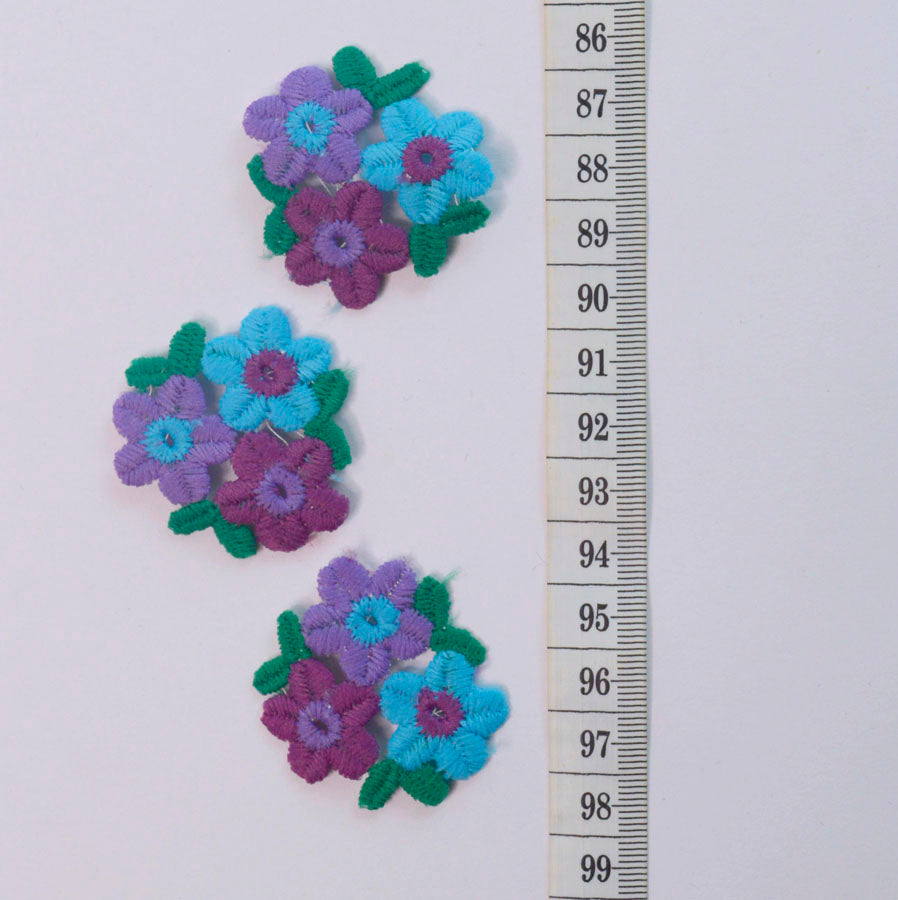 Embroidered Patch - Blue, Lilac & Purple Flower