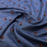 Embroidered Denim Chambray - Ladybug