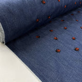 Embroidered Denim Chambray - Ladybug