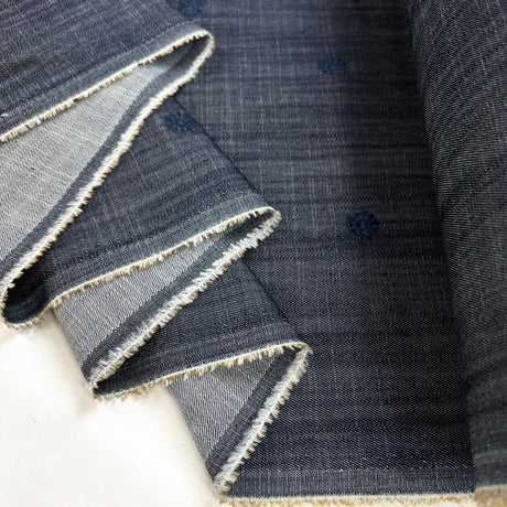 Embroidered Floral Indigo Fine 6oz Cotton Denim Shirting Fabric Embden Fold B66B32F2 C7A6 4046 9393 8D62126570F8