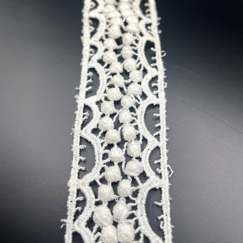 Embroidered French Lace Trim Off White
