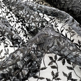 Remnant - Embroidered Organza - Black - (75cm)