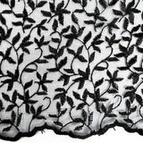 Remnant - Embroidered Organza - Black - (75cm)