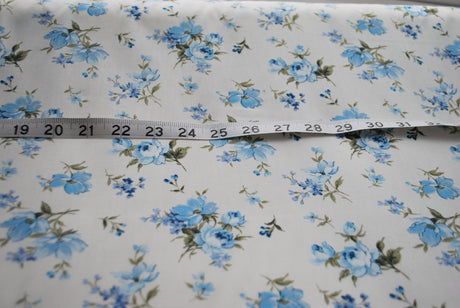 English Rose Blue Scale Cotton Poplin