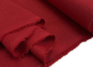 Enigma linen dark red ramie cotton oeko tex plain dress fabric fold