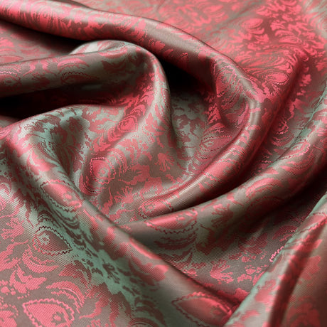 Ezio Rorschach Viscose Acetate Abstract Print Red Green Italian Lining Fabric