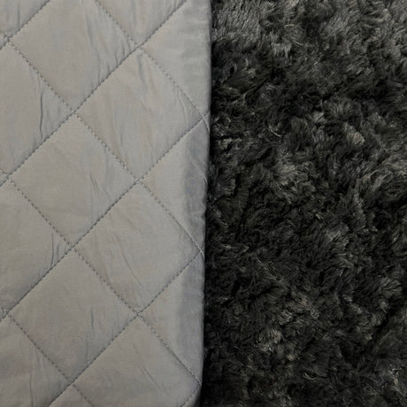 Faux Fur Diamond Quilted Nylon Fabric Double Dabble Grey