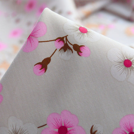 Felicity Cotton Poplin Beige Flower Dress Fabric Cu1 2