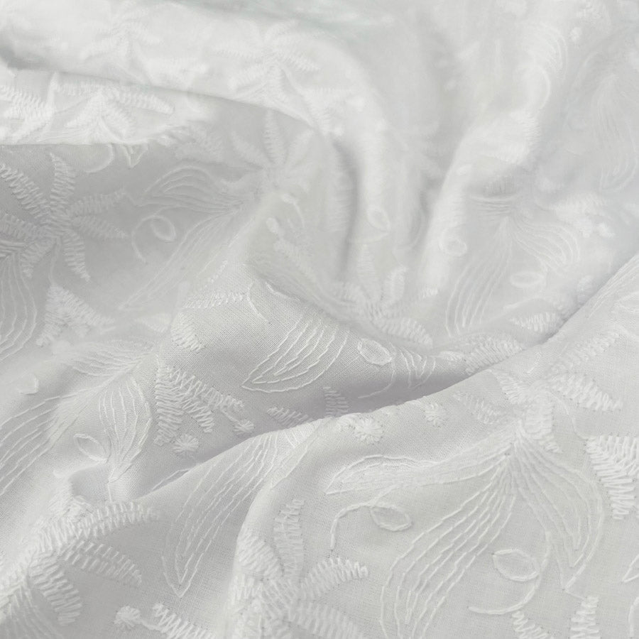 Felicity White Floral Embroidered Dress Fabric
