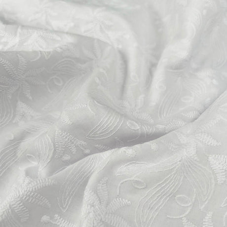 Felicity White Floral Embroidered Dress Fabric