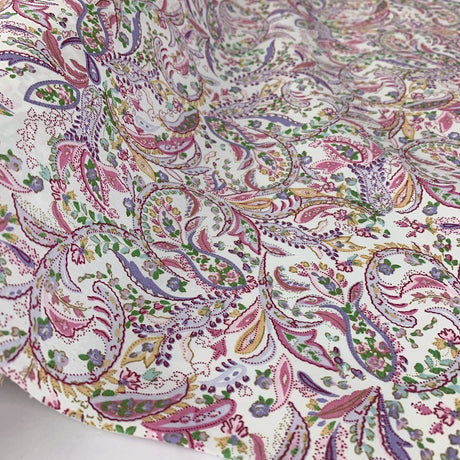 Felix Lilac Superior Cotton Poplin Dress Craft Fabric Paisley Mauve Pattern