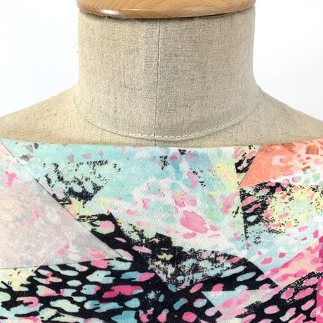 Festive Madness Polyester Multicoloured Bright Neon Jersey Dress Fabric Manequin Close Up Dress Fabric Photo