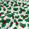 Christmas Poly/Cotton - Halls Of Holly - White
