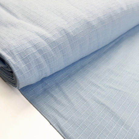 Fibre Mood Dobby Check Sky Cotton Lightweight Blue Dress Fabric Bolt