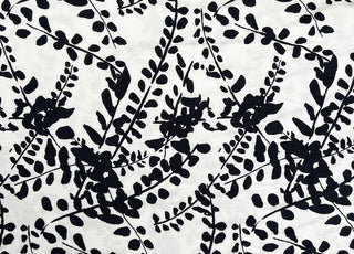 Fibre Mood Ecovero Leaves Black White Viscose Floral Leaf Print Dress Fabric