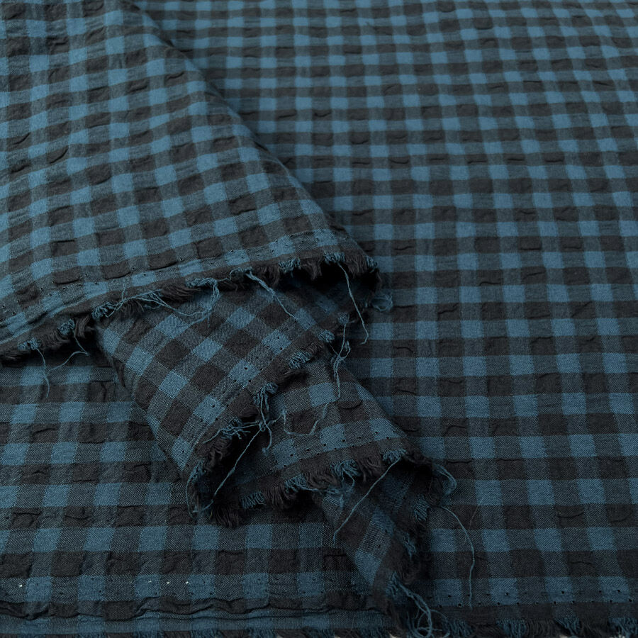 Fibre Mood - Seersucker Check - Teal