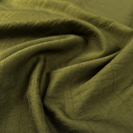 Fibre Mood Warp Crinkle Green Viscose Nylon Woven Dress Fabric