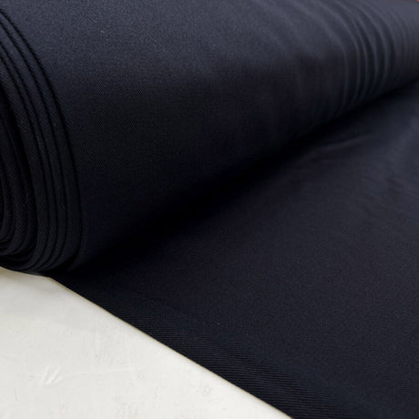 Fighting Back British Wool Cotton Navy Plain Woven Suiting Fabric Bolt
