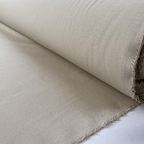 Fine Cotton Twill Pale Beige Elastane Stretch Woven Shirting Fabric Roll