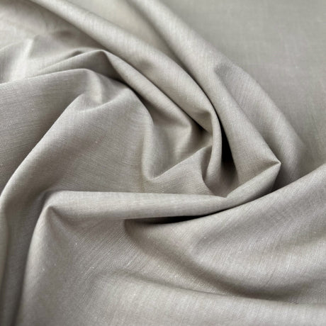 Finest Chambray Sand Cotton Lightweight Plain Woven Dress Fabric