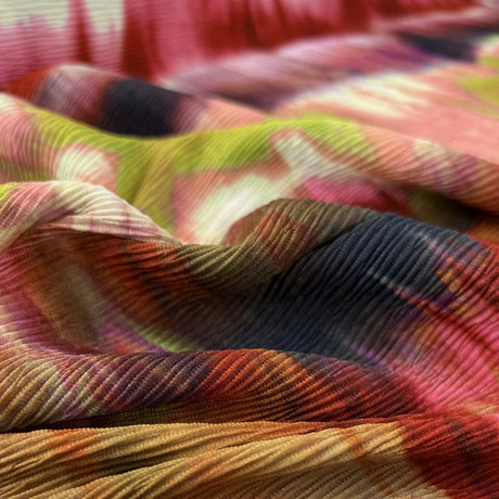 Fiona Volcano Polyester Pleated Tie Dye Printed Dress Fabric