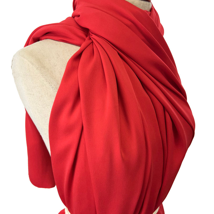 Flame Red Polyester Nylon Silk Dress Fabric Fame Side