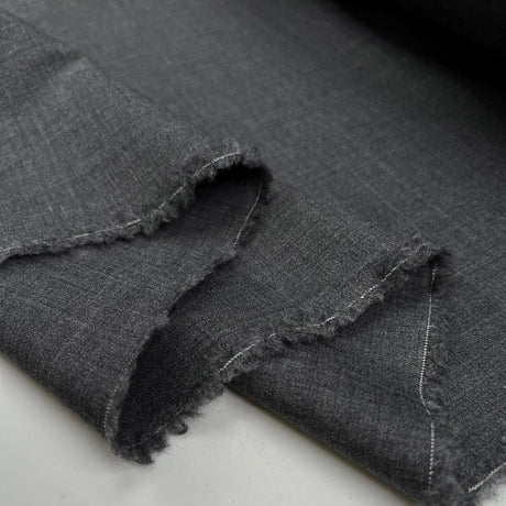 Fleece Wool Suiting Dark Grey Elastane Stretch Woven Italian Deadstock Fabricr Fold