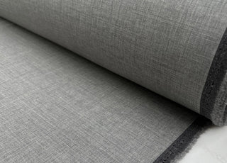 Fleece wool suiting mid grey elastane stretch woven italian deadstock fabric roll