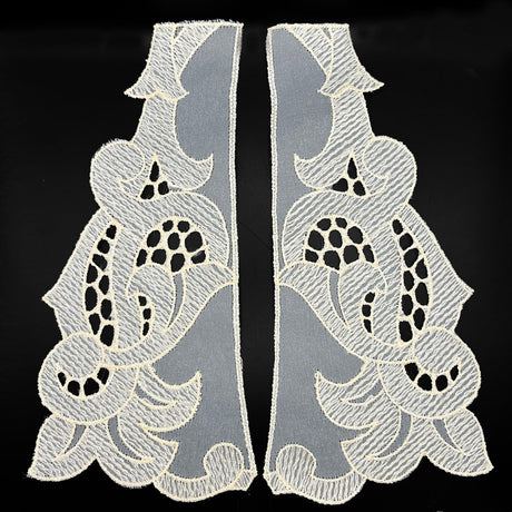 Fleur Embroidered Cotton Polyester Collar Vintage Lace Cream Full