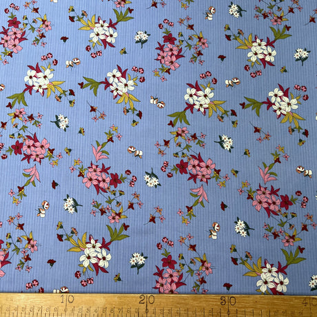 Floating In Circles Viscose Yoryu Lawn Fabric Libby Blue Ruler