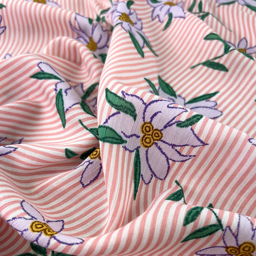 Floating In Circles Viscose Yoryu Lawn Fabric Mia Coral