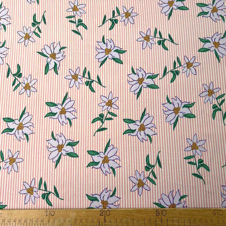 Floating In Circles Viscose Yoryu Lawn Fabric Mia Coral Ruler