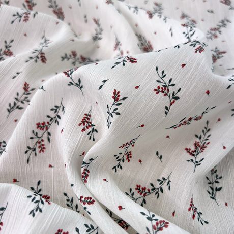 Floating In Circles Viscose Yoryu Lawn Fabric Rosie Red