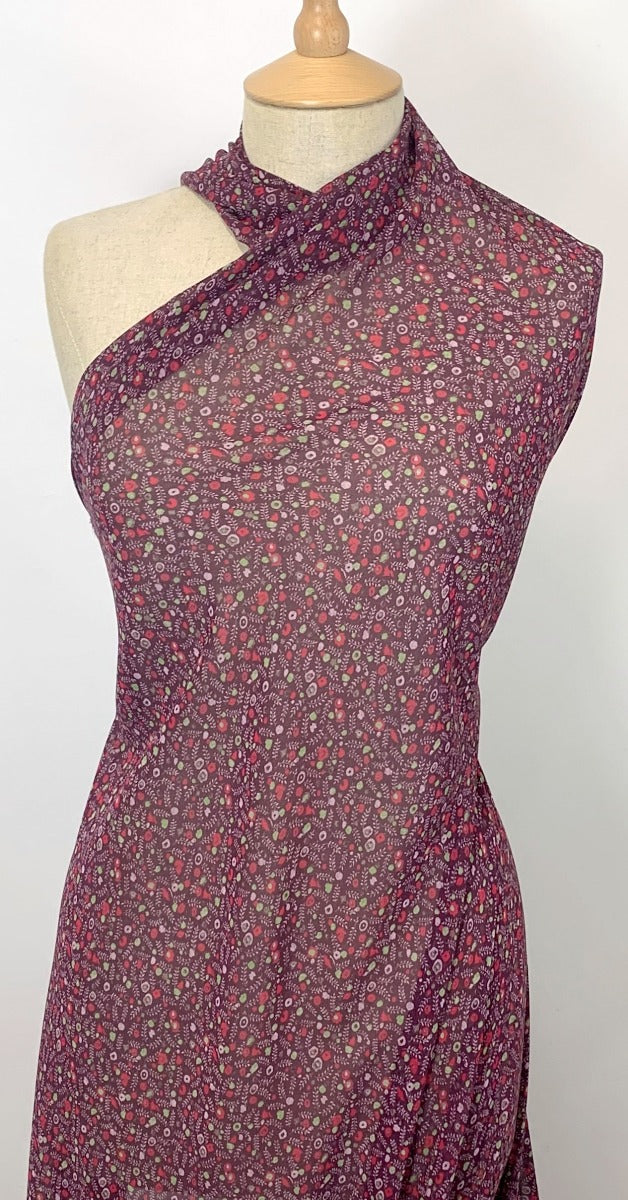 Floral Georgette - Damson